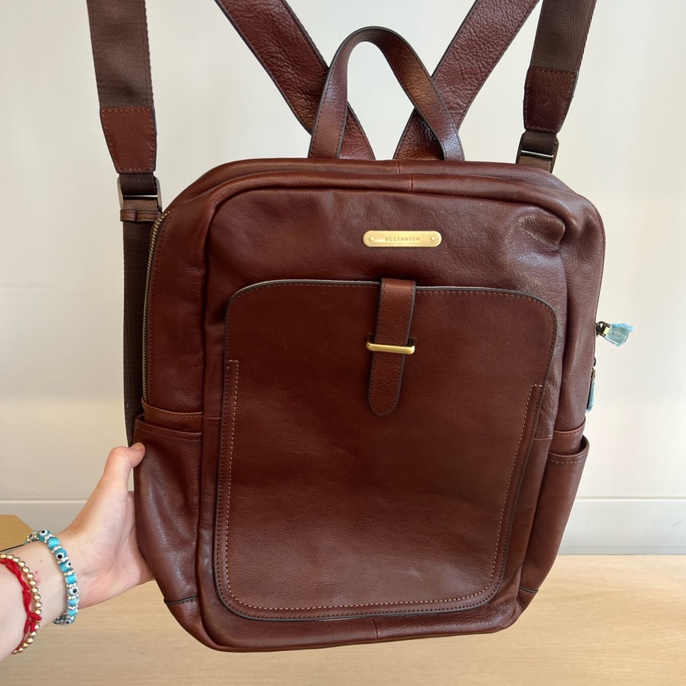 Bostanten Brown Leather Backpack
